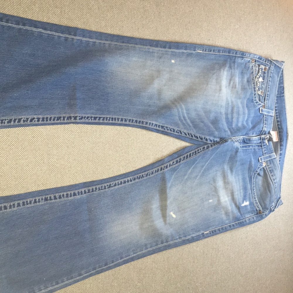 True Religion Men's Faded Blue Bootcut Jeans